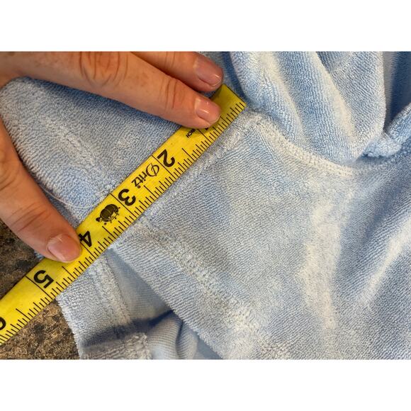 Love & Sports Baby Blue Terry Cloth Romper V‎ Neck Hoodie XS - Picture 10 of 10